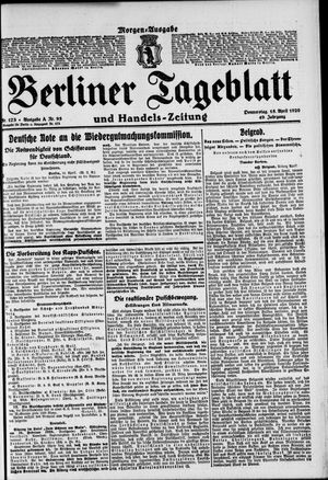 Berliner Tageblatt und Handels-Zeitung vom 15.04.1920