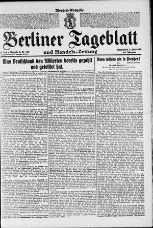 Berliner Tageblatt und Handels-Zeitung on May 8, 1920