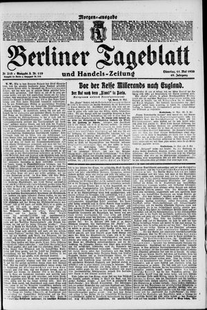 Berliner Tageblatt und Handels-Zeitung vom 11.05.1920