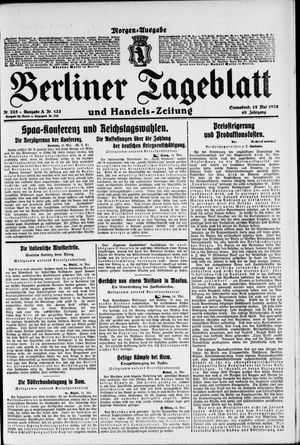Berliner Tageblatt und Handels-Zeitung vom 15.05.1920