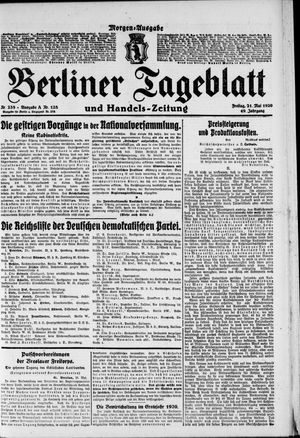 Berliner Tageblatt und Handels-Zeitung vom 21.05.1920