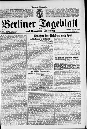 Berliner Tageblatt und Handels-Zeitung vom 25.05.1920