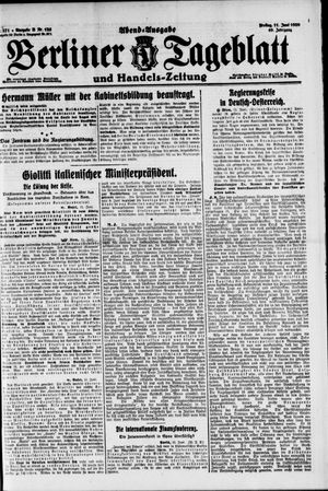 Berliner Tageblatt und Handels-Zeitung vom 11.06.1920