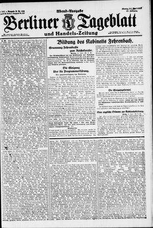 Berliner Tageblatt und Handels-Zeitung vom 21.06.1920