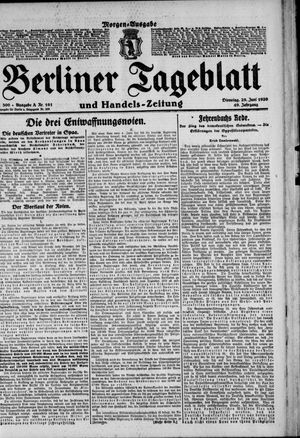 Berliner Tageblatt und Handels-Zeitung vom 29.06.1920