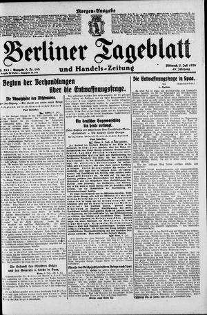 Berliner Tageblatt und Handels-Zeitung vom 07.07.1920