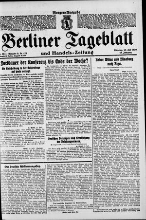 Berliner Tageblatt und Handels-Zeitung vom 13.07.1920