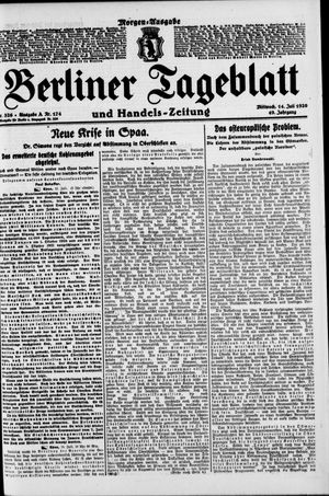 Berliner Tageblatt und Handels-Zeitung vom 14.07.1920