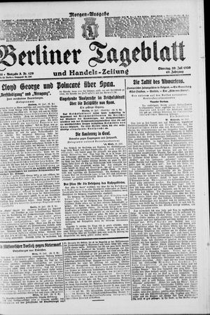 Berliner Tageblatt und Handels-Zeitung vom 20.07.1920