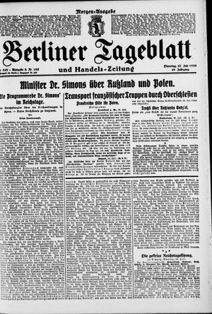 Berliner Tageblatt und Handels-Zeitung vom 27.07.1920