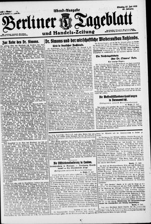 Berliner Tageblatt und Handels-Zeitung vom 27.07.1920