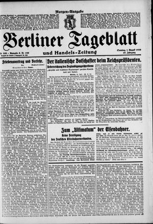 Berliner Tageblatt und Handels-Zeitung vom 01.08.1920