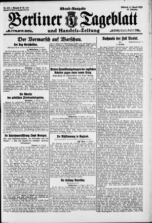 Berliner Tageblatt und Handels-Zeitung vom 11.08.1920