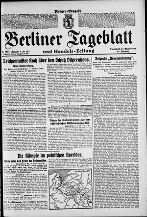 Berliner Tageblatt und Handels-Zeitung vom 14.08.1920