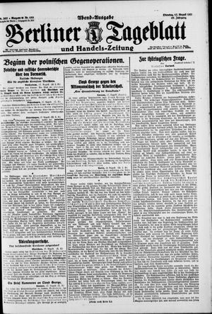 Berliner Tageblatt und Handels-Zeitung vom 17.08.1920