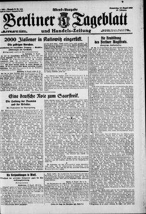 Berliner Tageblatt und Handels-Zeitung vom 19.08.1920