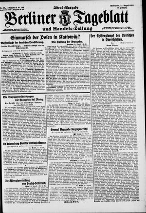 Berliner Tageblatt und Handels-Zeitung vom 21.08.1920