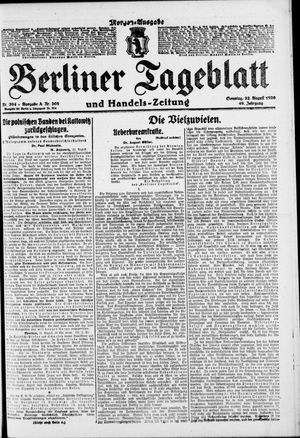 Berliner Tageblatt und Handels-Zeitung vom 22.08.1920