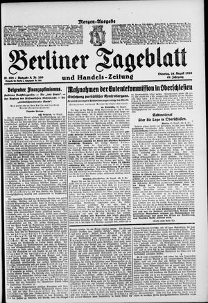 Berliner Tageblatt und Handels-Zeitung vom 24.08.1920