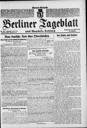 Berliner Tageblatt und Handels-Zeitung vom 26.08.1920
