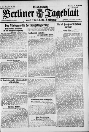 Berliner Tageblatt und Handels-Zeitung vom 26.08.1920