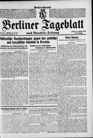 Berliner Tageblatt und Handels-Zeitung vom 27.08.1920
