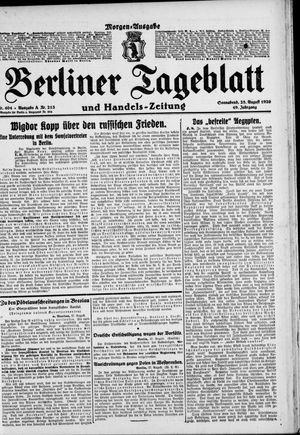 Berliner Tageblatt und Handels-Zeitung vom 28.08.1920