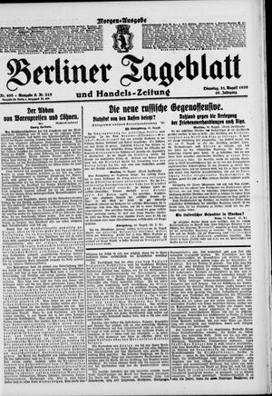Berliner Tageblatt und Handels-Zeitung vom 31.08.1920