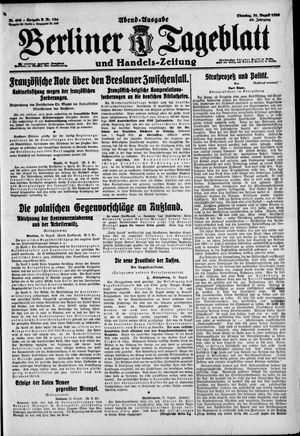 Berliner Tageblatt und Handels-Zeitung vom 31.08.1920