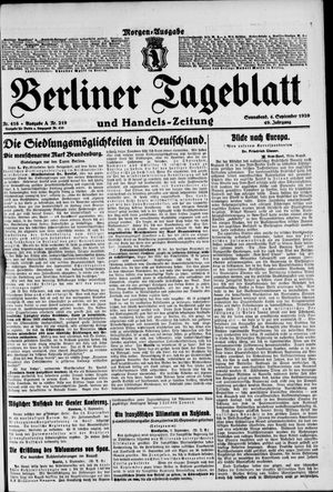 Berliner Tageblatt und Handels-Zeitung vom 04.09.1920