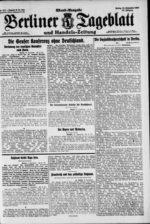 Berliner Tageblatt und Handels-Zeitung vom 10.09.1920