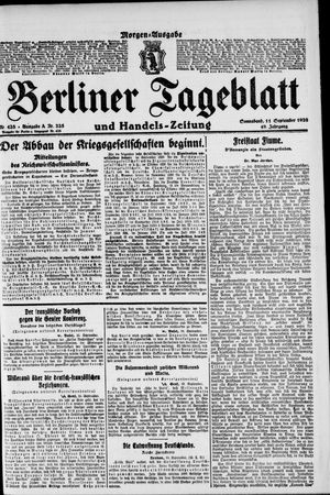 Berliner Tageblatt und Handels-Zeitung vom 11.09.1920