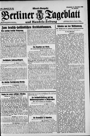 Berliner Tageblatt und Handels-Zeitung vom 11.09.1920