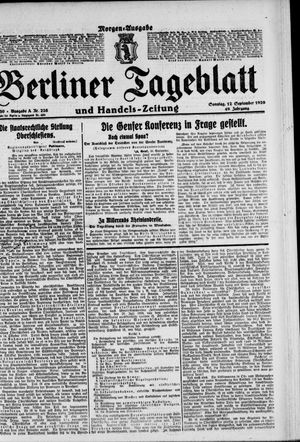 Berliner Tageblatt und Handels-Zeitung vom 12.09.1920