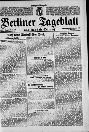 Berliner Tageblatt und Handels-Zeitung on Sep 16, 1920