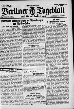 Berliner Tageblatt und Handels-Zeitung on Sep 16, 1920