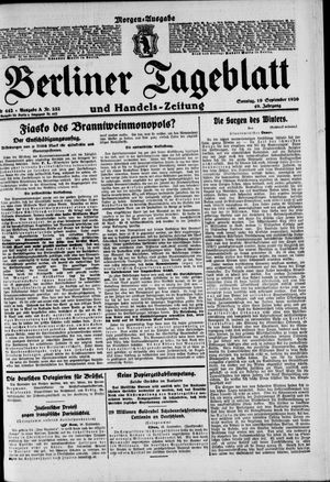 Berliner Tageblatt und Handels-Zeitung vom 19.09.1920