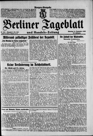 Berliner Tageblatt und Handels-Zeitung on Sep 21, 1920