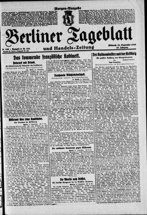Berliner Tageblatt und Handels-Zeitung on Sep 22, 1920