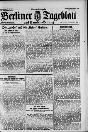 Berliner Tageblatt und Handels-Zeitung vom 28.09.1920