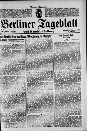 Berliner Tageblatt und Handels-Zeitung vom 29.09.1920