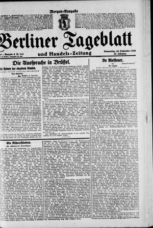 Berliner Tageblatt und Handels-Zeitung vom 30.09.1920