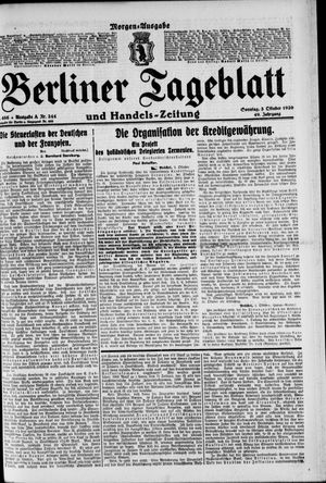 Berliner Tageblatt und Handels-Zeitung vom 03.10.1920