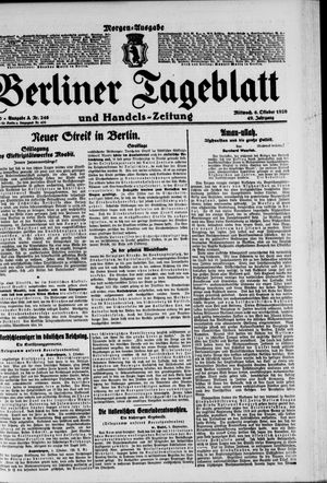 Berliner Tageblatt und Handels-Zeitung vom 06.10.1920
