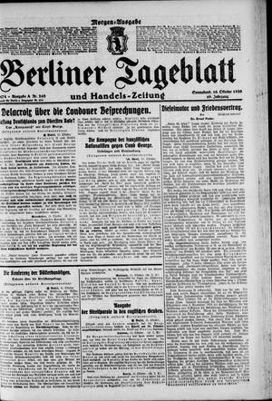 Berliner Tageblatt und Handels-Zeitung on Oct 16, 1920