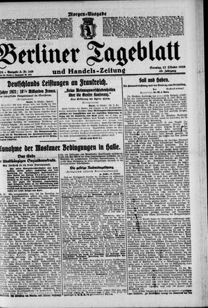 Berliner Tageblatt und Handels-Zeitung vom 17.10.1920