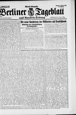 Berliner Tageblatt und Handels-Zeitung vom 18.10.1920