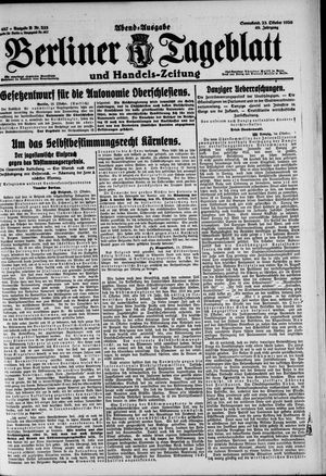 Berliner Tageblatt und Handels-Zeitung vom 23.10.1920