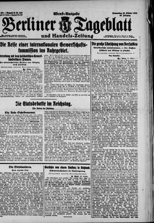 Berliner Tageblatt und Handels-Zeitung vom 28.10.1920