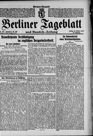 Berliner Tageblatt und Handels-Zeitung vom 29.10.1920
